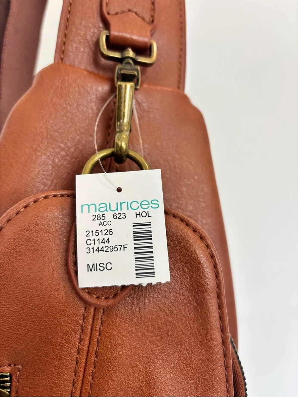 Women's Tan Leatherette Crossbody Sling Bag